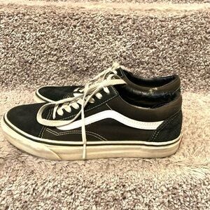 Vans Old Skool Sneakers Suede Canvas Black White Size 7.5